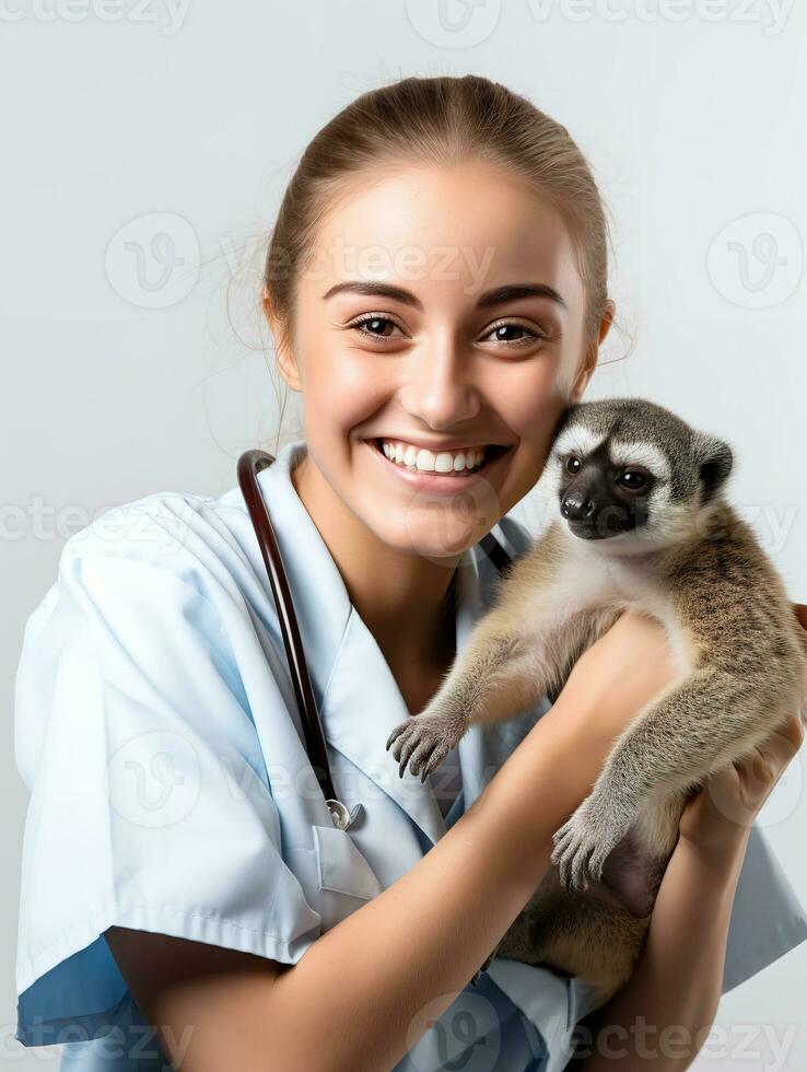 ai generiert Pflege weiblich Tierpfleger, ai generiert foto