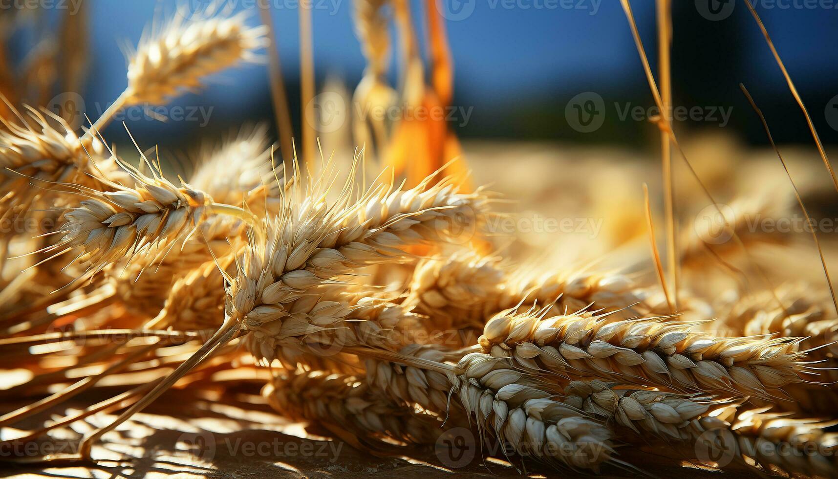 ai generiert ländlich Szene Gelb Weizen Wachstum, reif Gerste, organisch Korn Ernte generiert durch ai foto