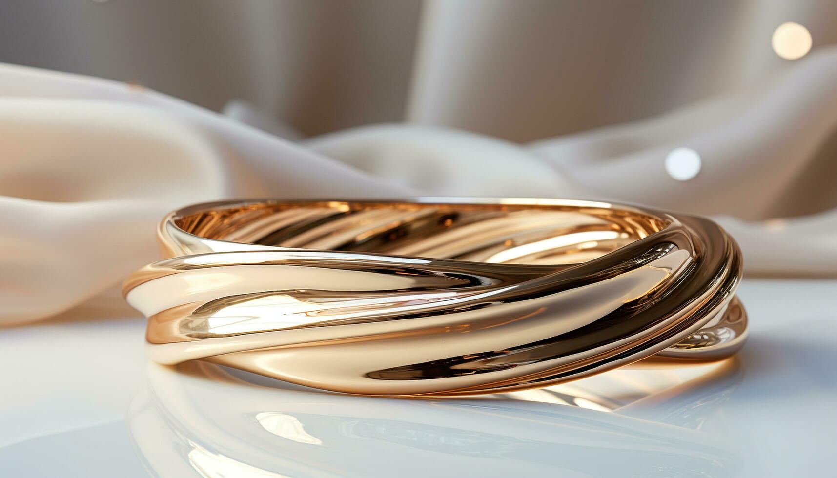 ai generiert glänzend Gold Hochzeit Ring symbolisiert Liebe und Eleganz generiert durch ai foto