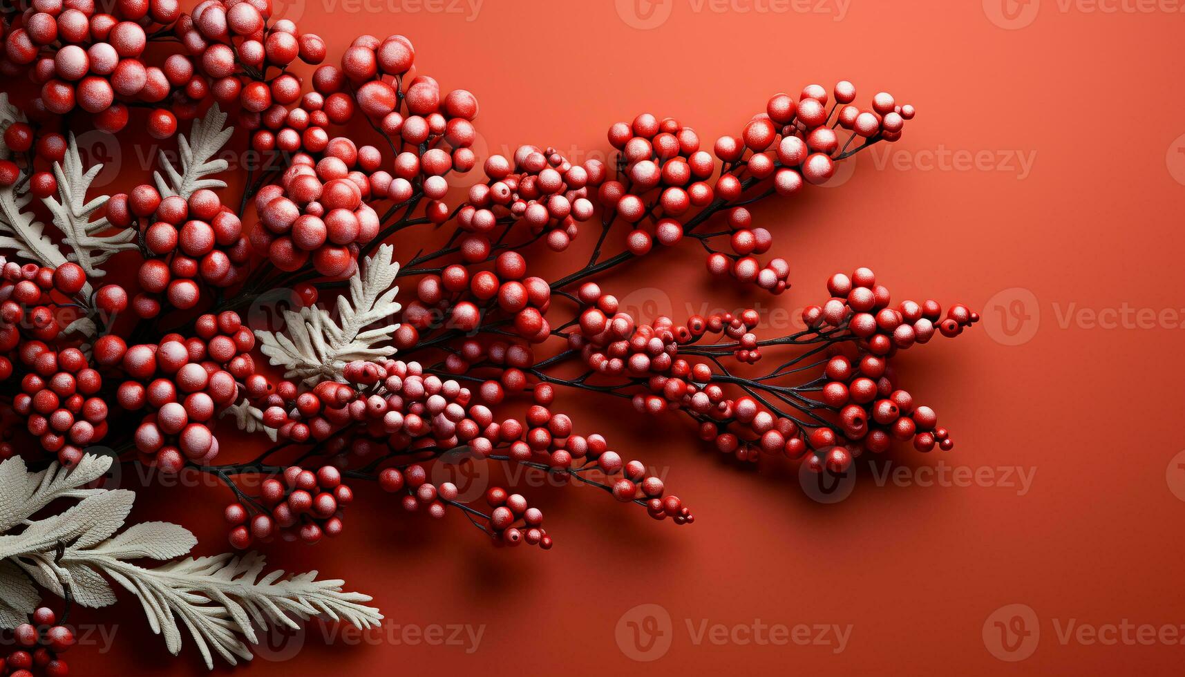 ai generiert Winter Ast mit rot Beeren, Symbol von Weihnachten Romantik generiert durch ai foto