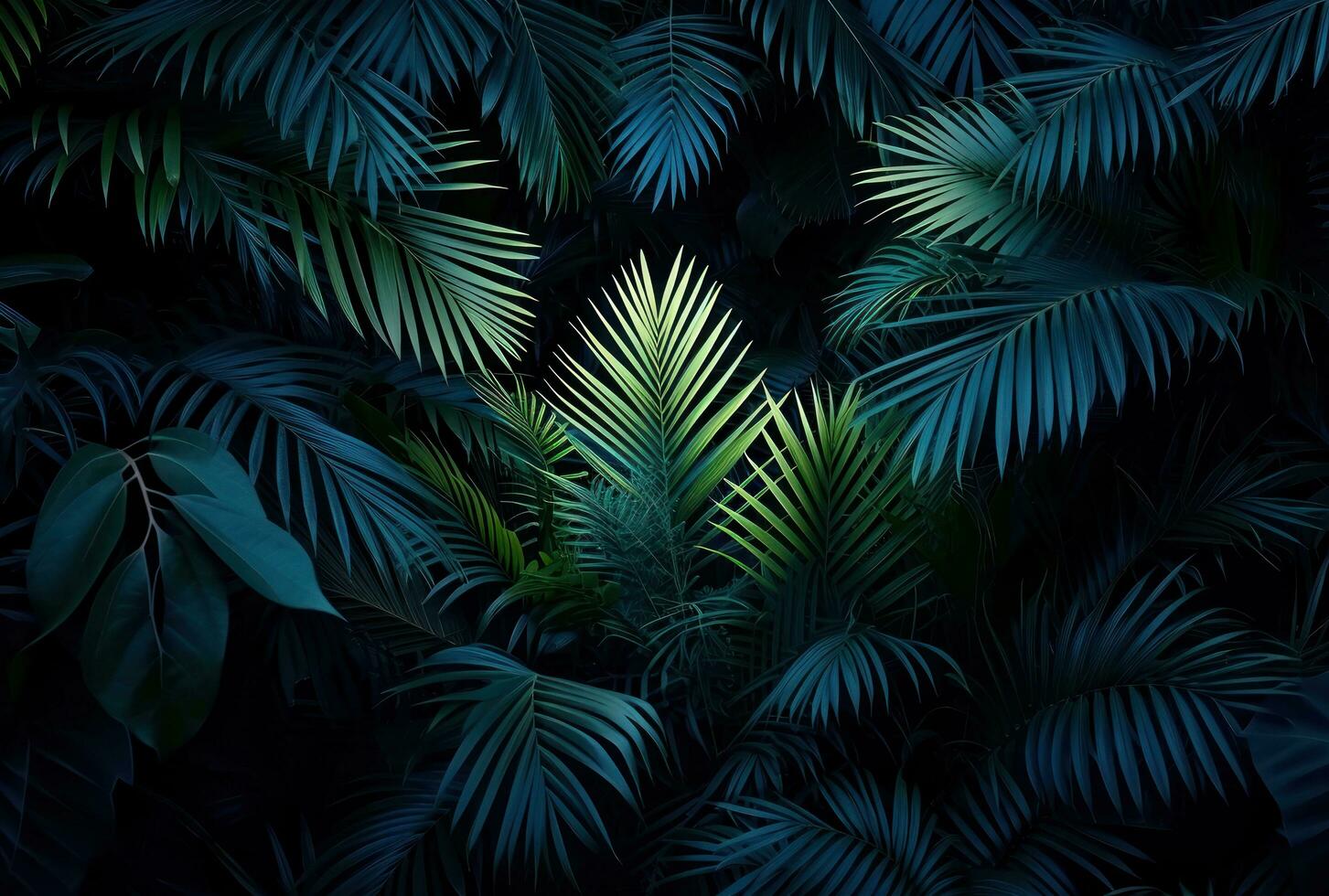 ai generiert Neon- Dreieck mit tropisch Pflanzen foto