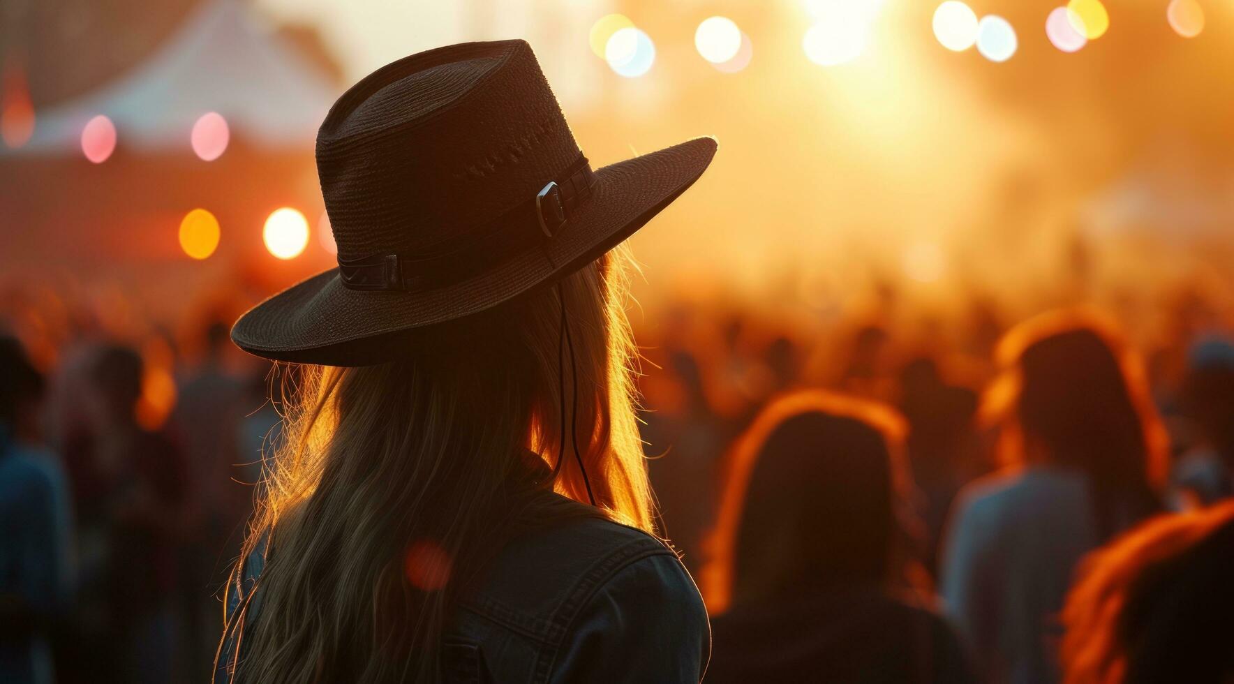 ai generiert das Frau im Hut beim das Konzert foto