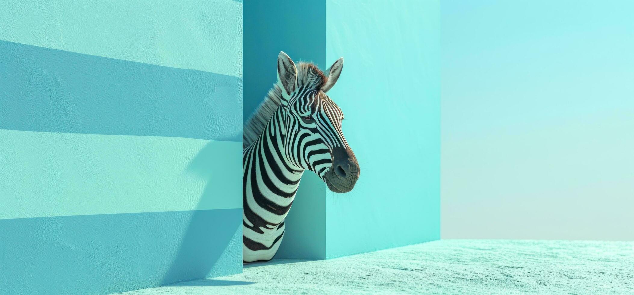 ai generiert Aussicht von das Zebra spähen in das Mauer Zebra foto