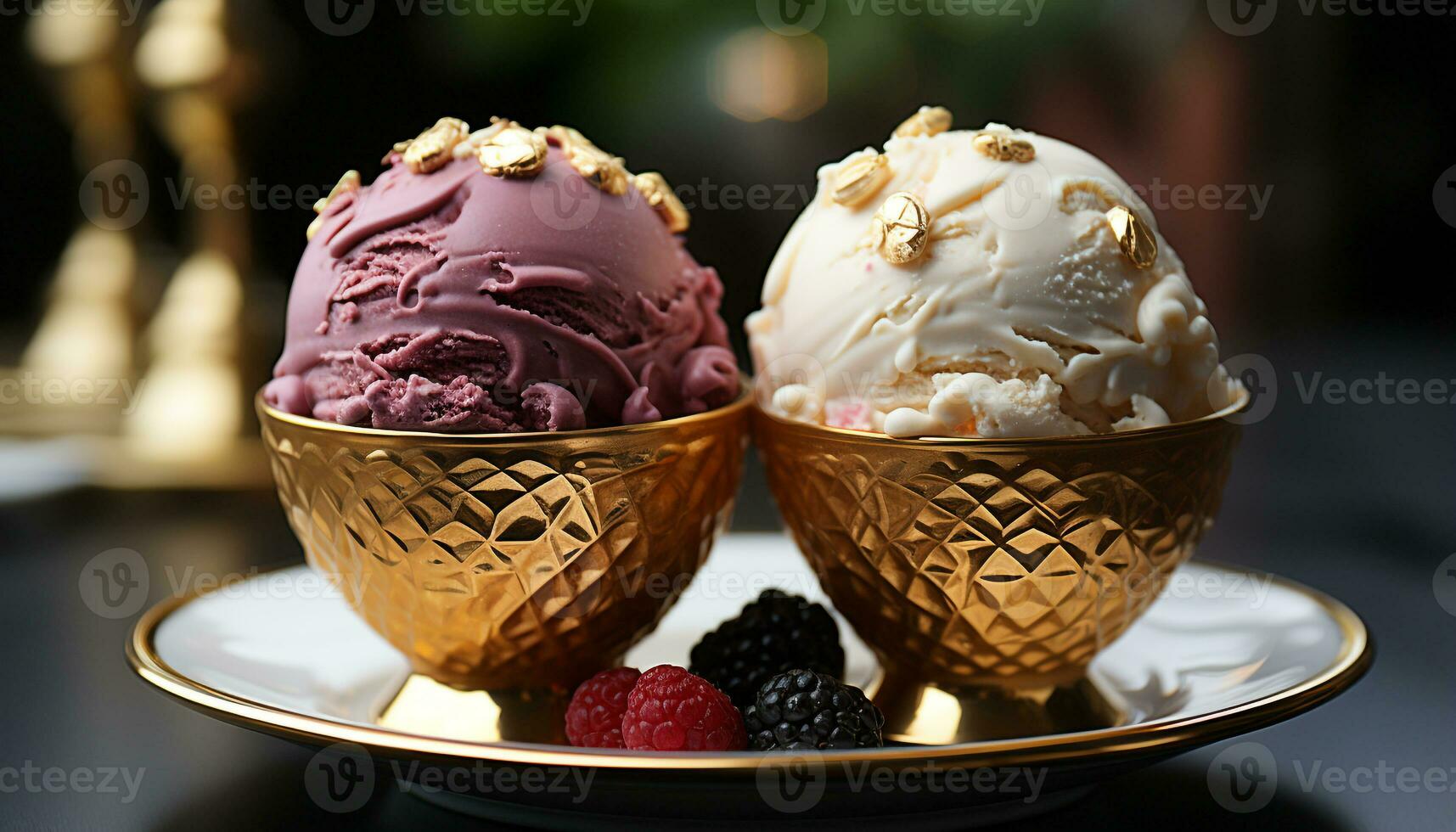 ai generiert ein erfrischend Sommer- behandeln Eis Sahne Eisbecher mit frisch Beeren generiert durch ai foto