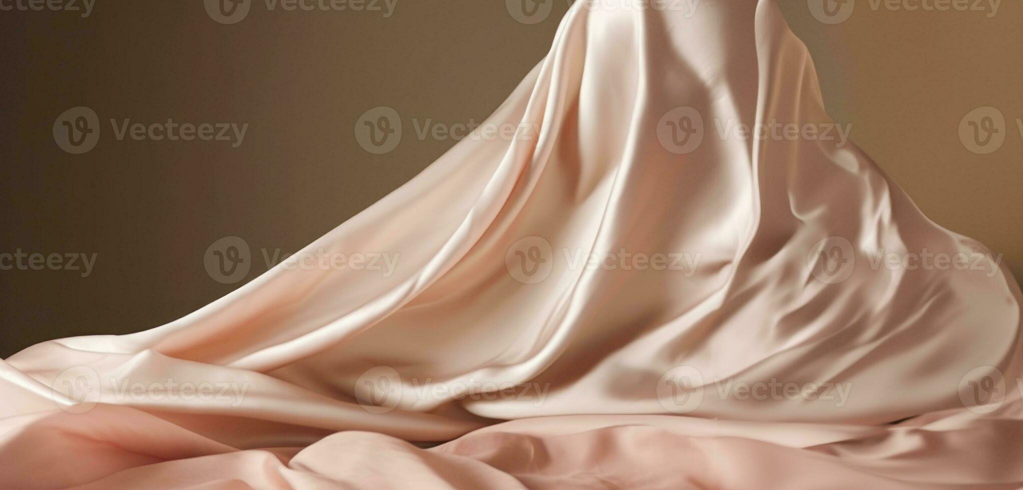 ai generiert Seide Satin- Pfirsich Stoff Textil- Stoff Hintergrund Textur foto