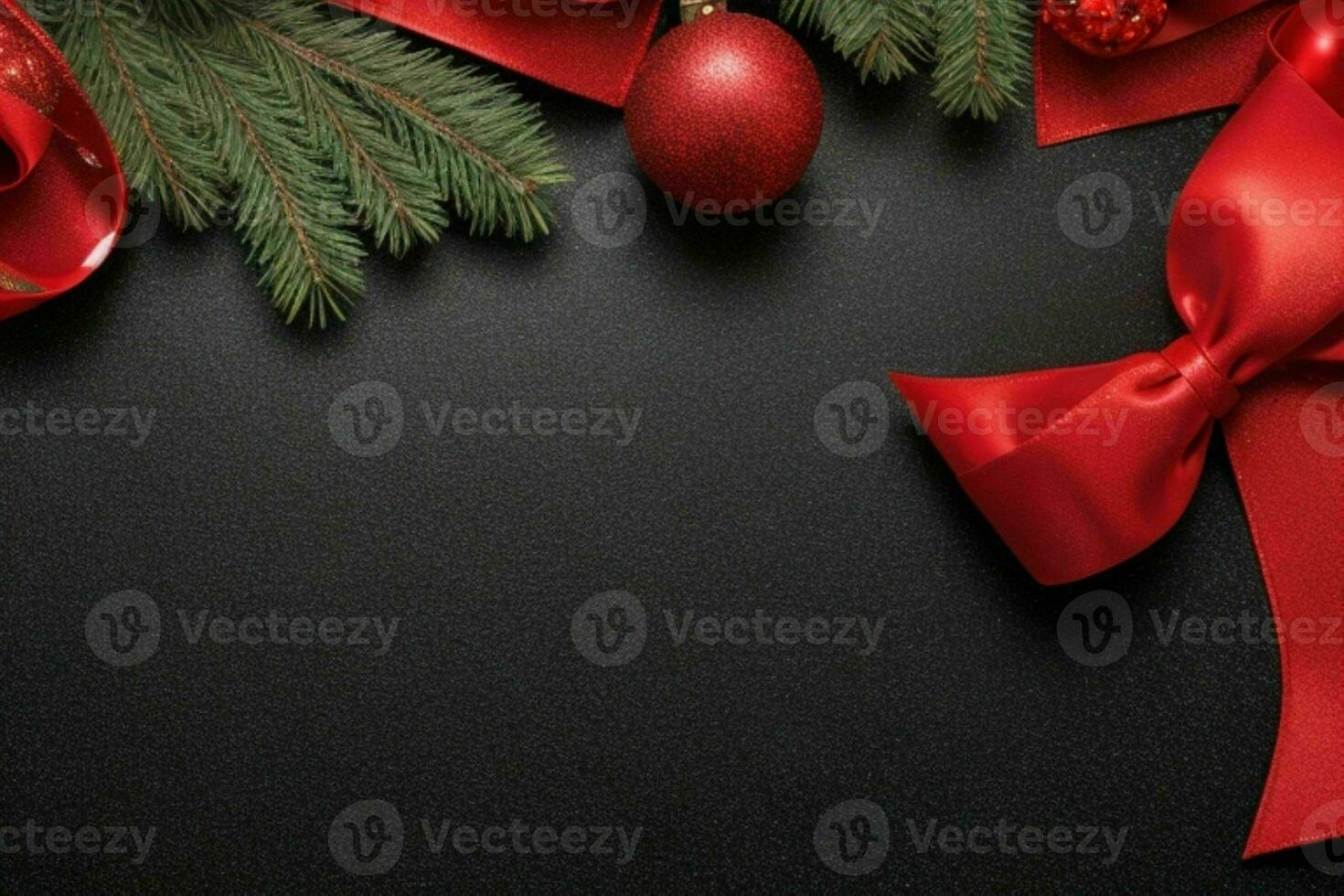 ai generiert schwarz Hintergrund. fröhlich Weihnachten und Neu Jahr Banner mit Kopieren Raum. Profi Foto