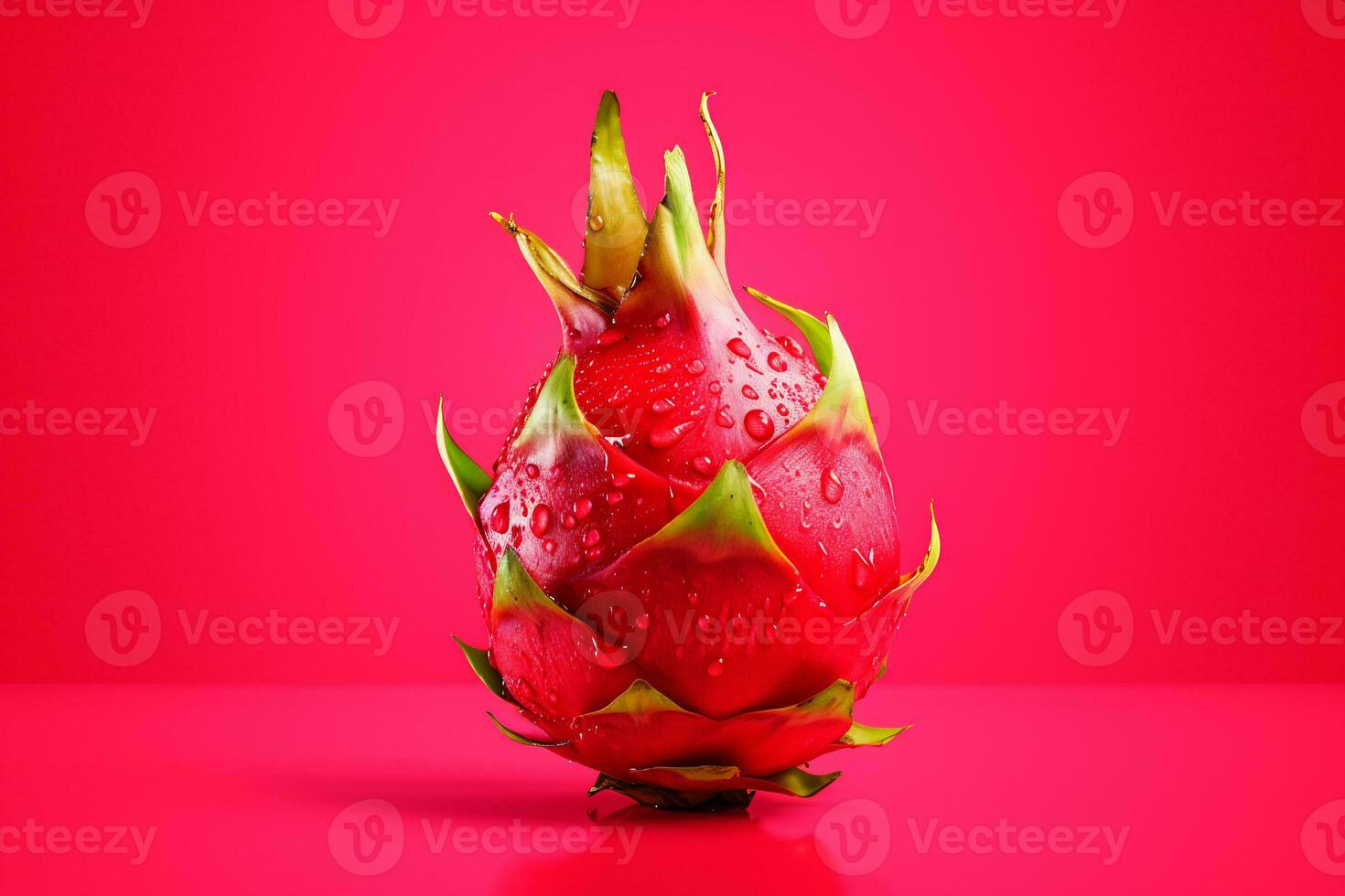 ai generiert ein Drachen Obst auf ein einfach rot Farbe Hintergrund foto