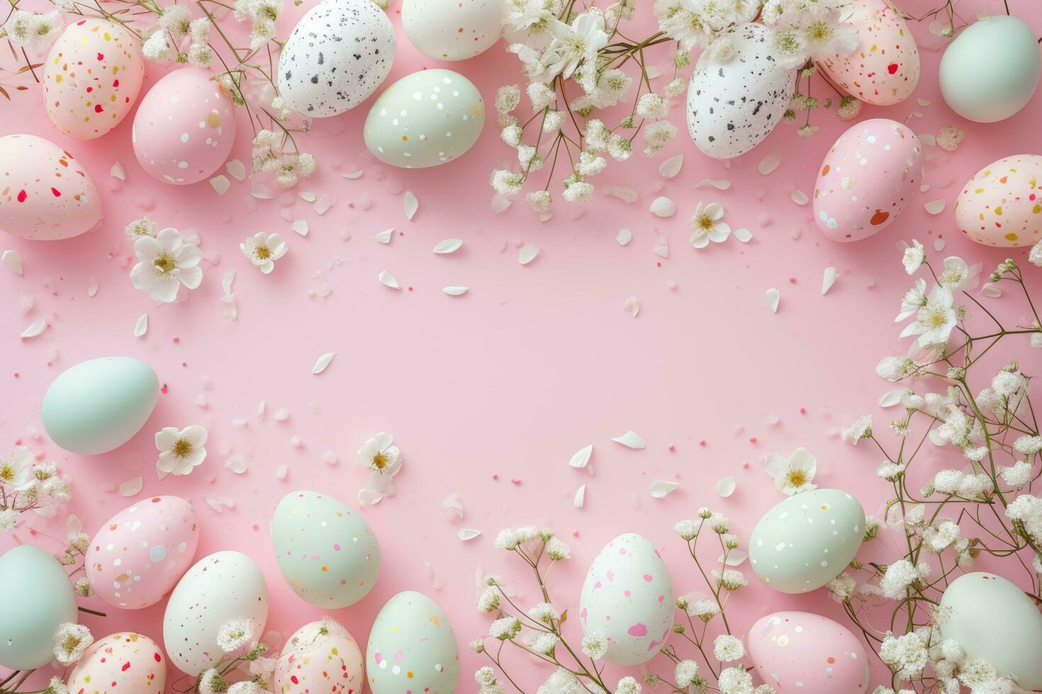 ai generiert ein charmant Ostern Hintergrund mit zart Farbtöne, perfekt zum präsentieren festlich Aktionen foto