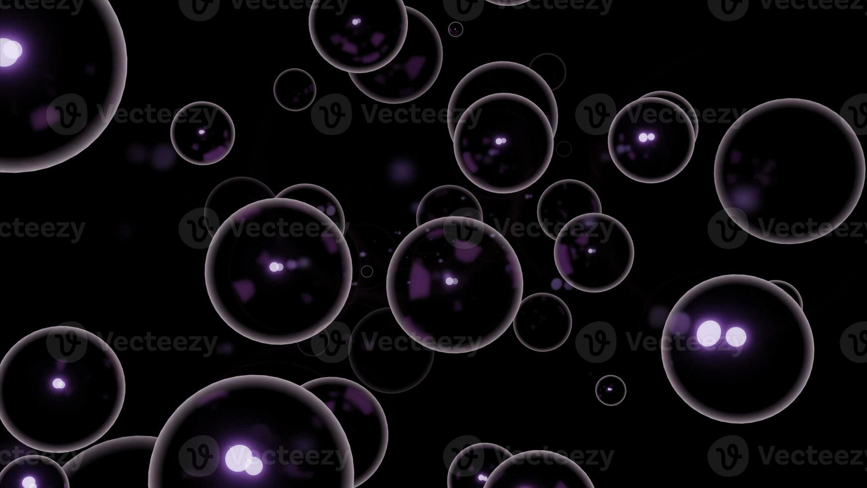 Seife Luftblasen schwebend auf ein schwarz Hintergrund. Design. gleich Größe kugelförmig Silhouetten fliegend in das gleich Richtung. foto