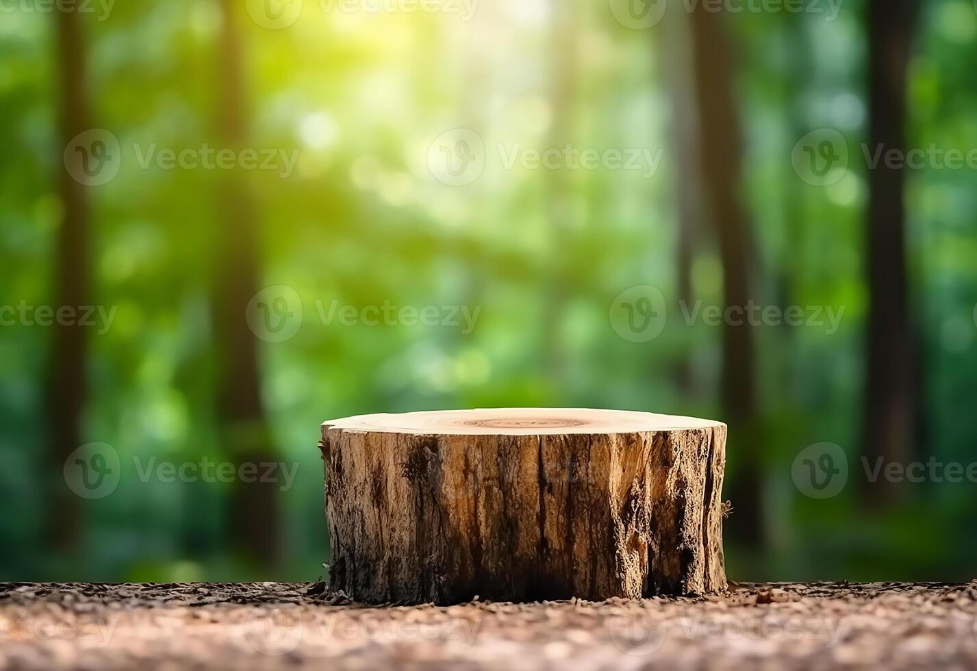 ai generiert leeren Baum Kofferraum zum Produkt Anzeige Montagen foto