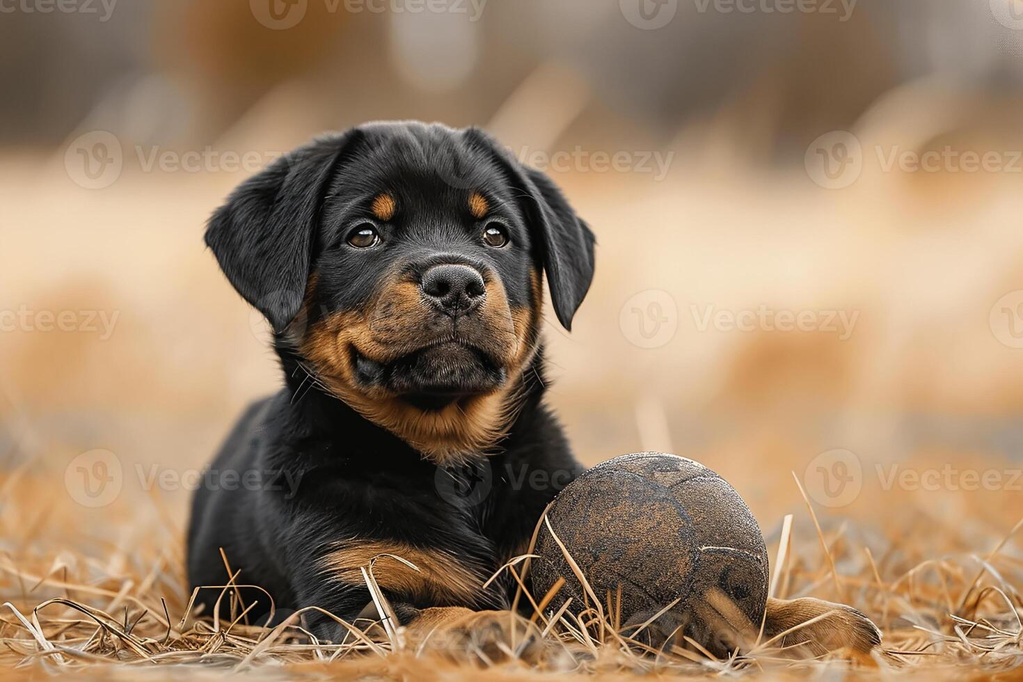 ai generiert ein schwarz süß Rottweiler Hündchen foto