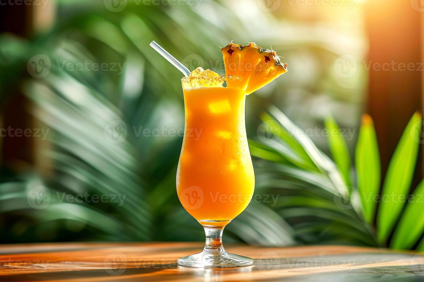 ai generiert Glas mit tropisch nicht alkoholisch Cocktail mit Ananas Saft. ai generiert. foto