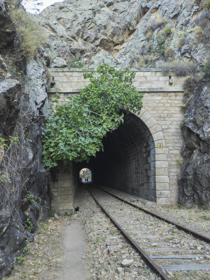 alter Eisenbahntunnel durch die Berge foto