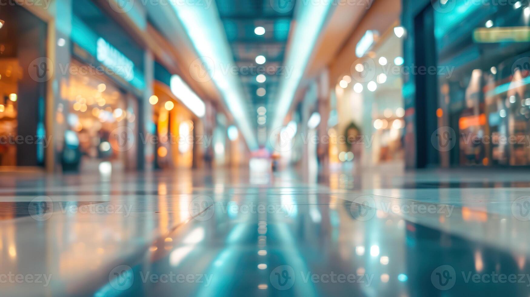 ai generiert generativ ai, leeren Einkaufen Einkaufszentrum wie verschwommen abstrakt Hintergrund foto