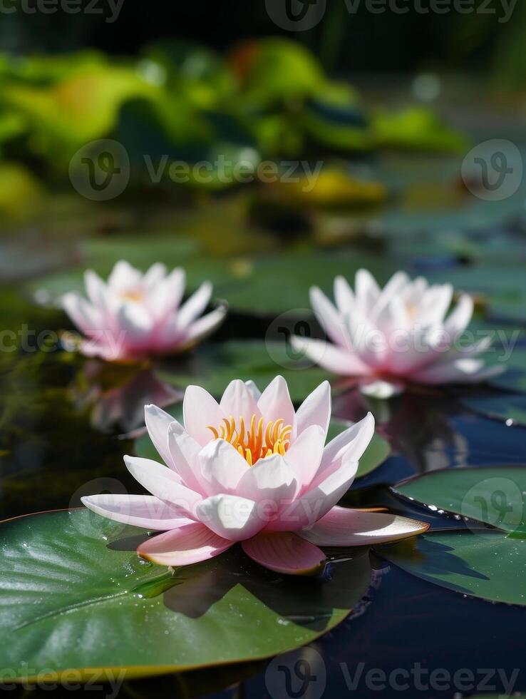 ai generiert Wasser Lilie im Teich im Sommer. foto