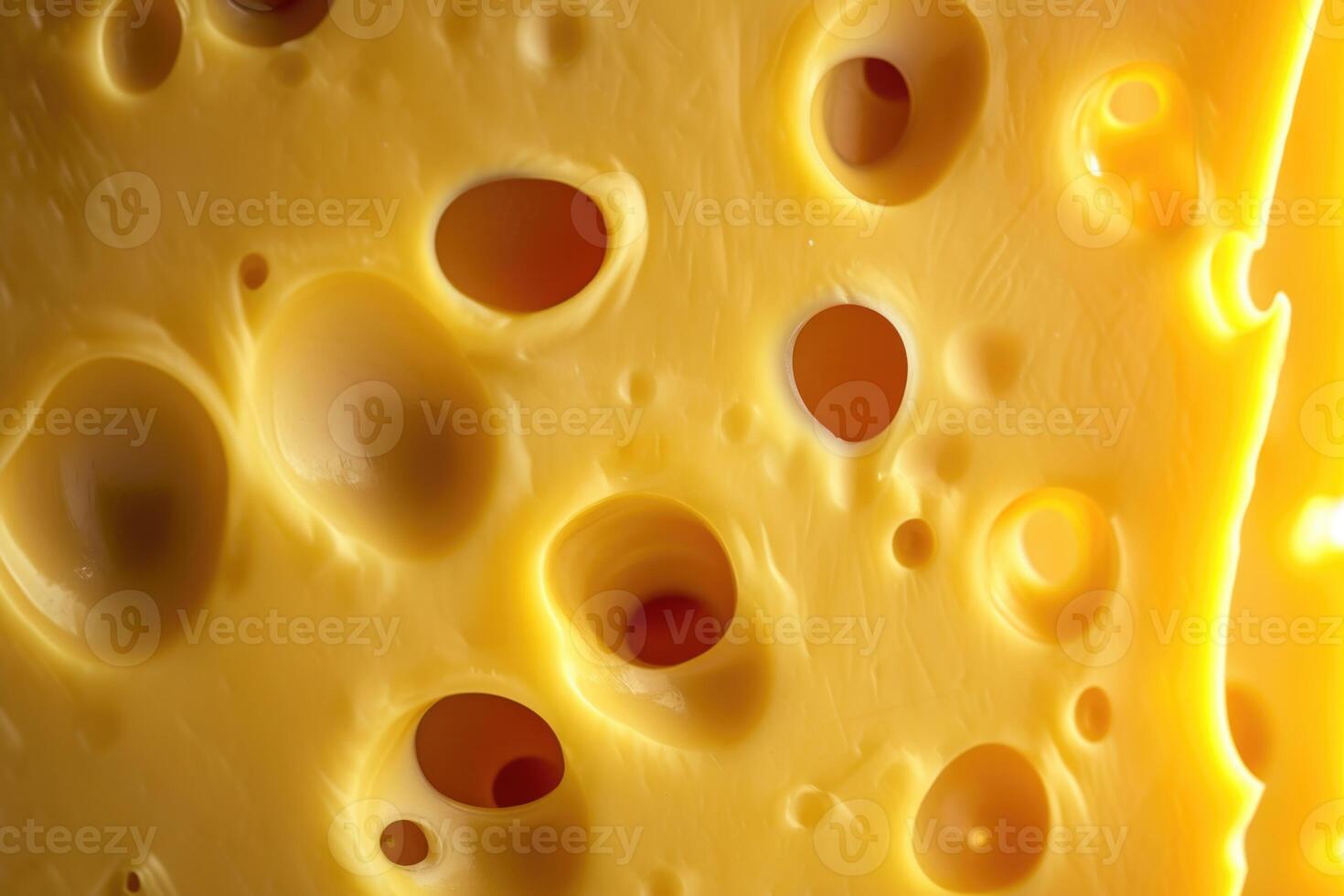 ai generiert köstlich frisch Käse mit Löcher auf das Küche Tafel foto