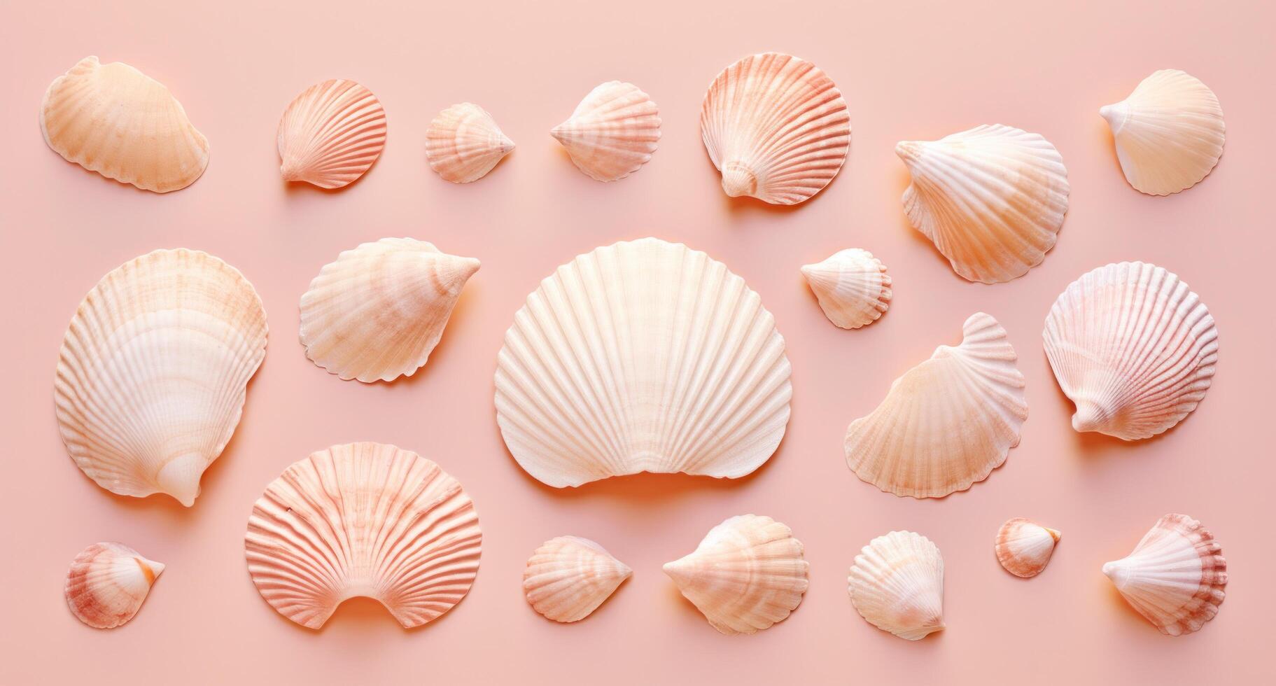 ai generiert Muscheln im ein Rosa Farbe Hintergrund foto