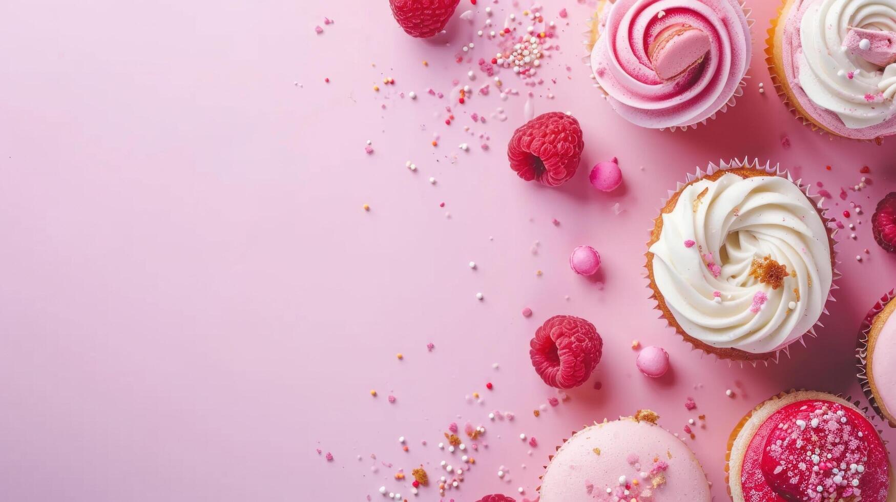 ai generiert Süss Bäckerei Werbung Hintergrund mit Kopieren Raum foto