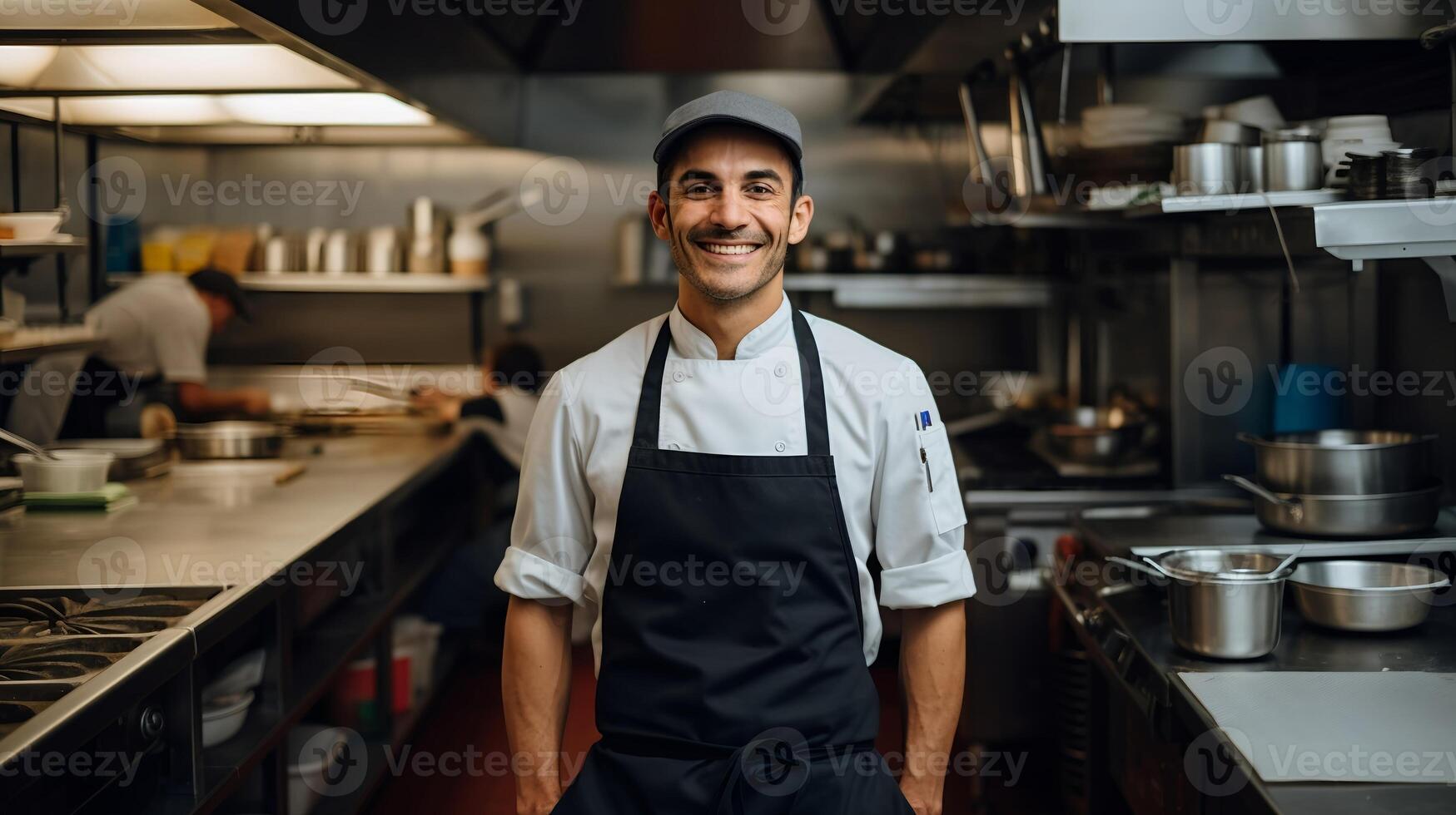ai generiert Essen Industrie Bedienung Arbeiter lächelnd - - generiert mit ai foto