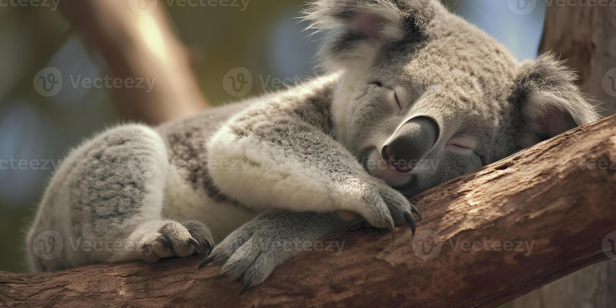 ai generiert Koala schlafend im Baum. ai generiert foto