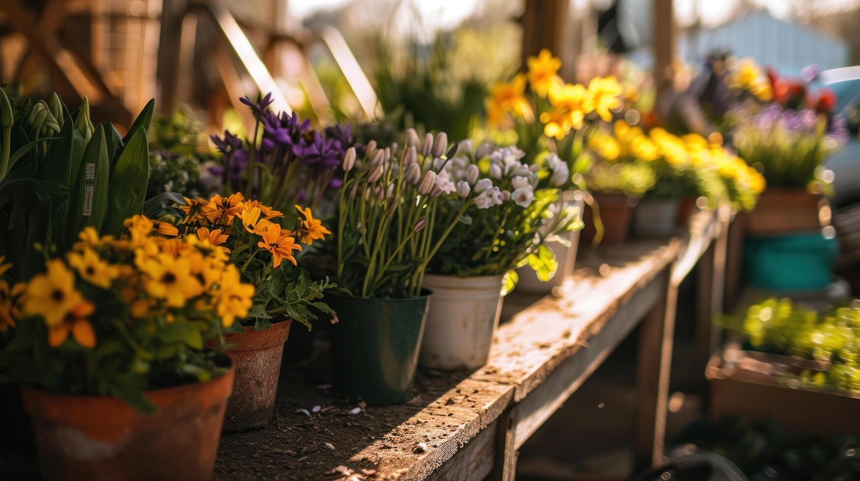 ai generiert Frühling Markt Erkundung foto