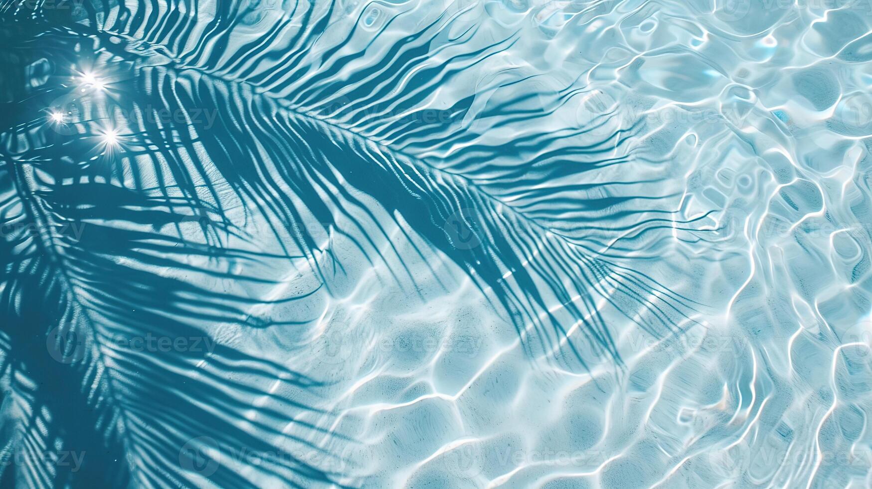 ai generiert Palme Blatt Schatten auf Blau Wasser Wellen foto