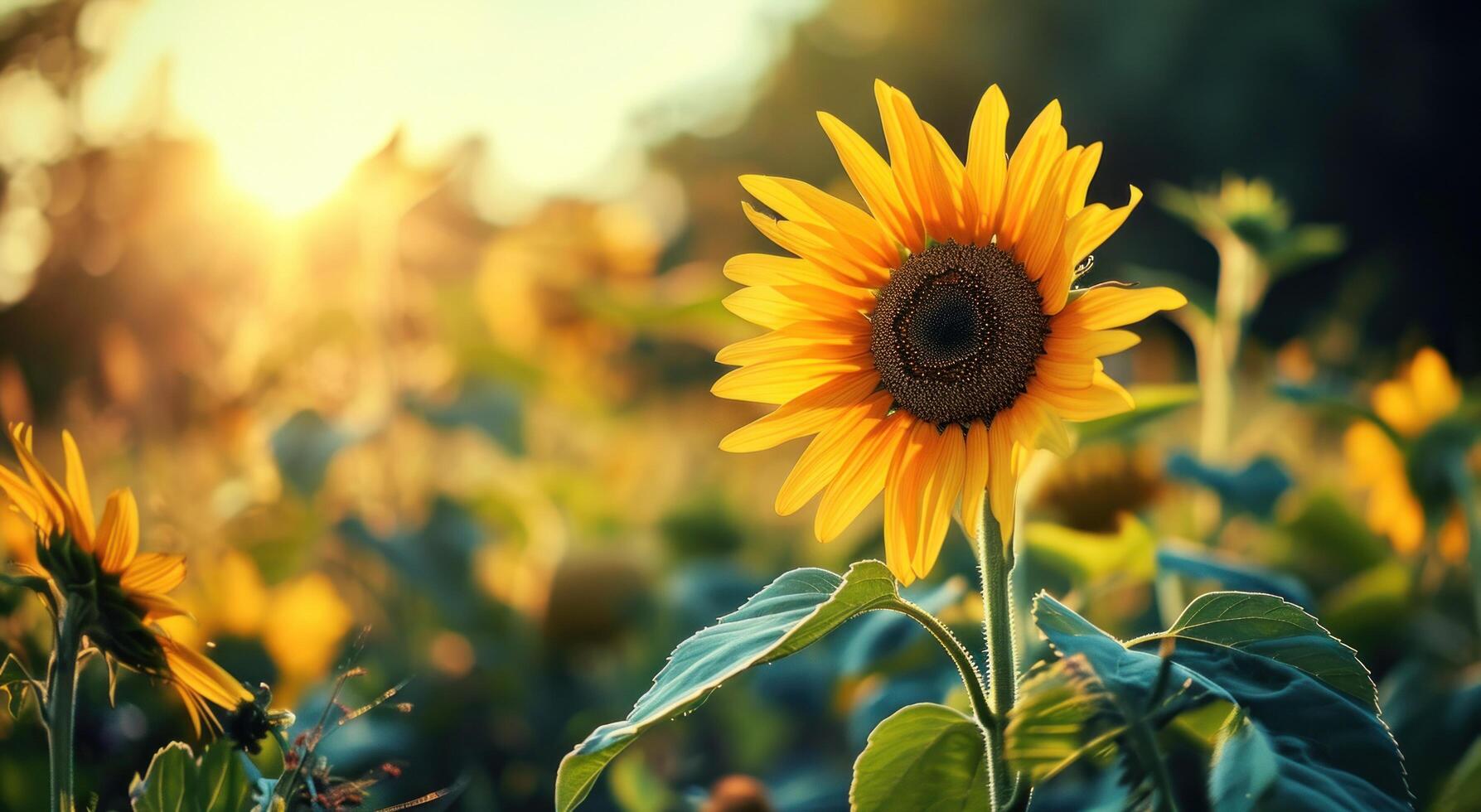 ai generiert Sonnenblume das groß einer auf Sommer- sonnig Hintergrund foto