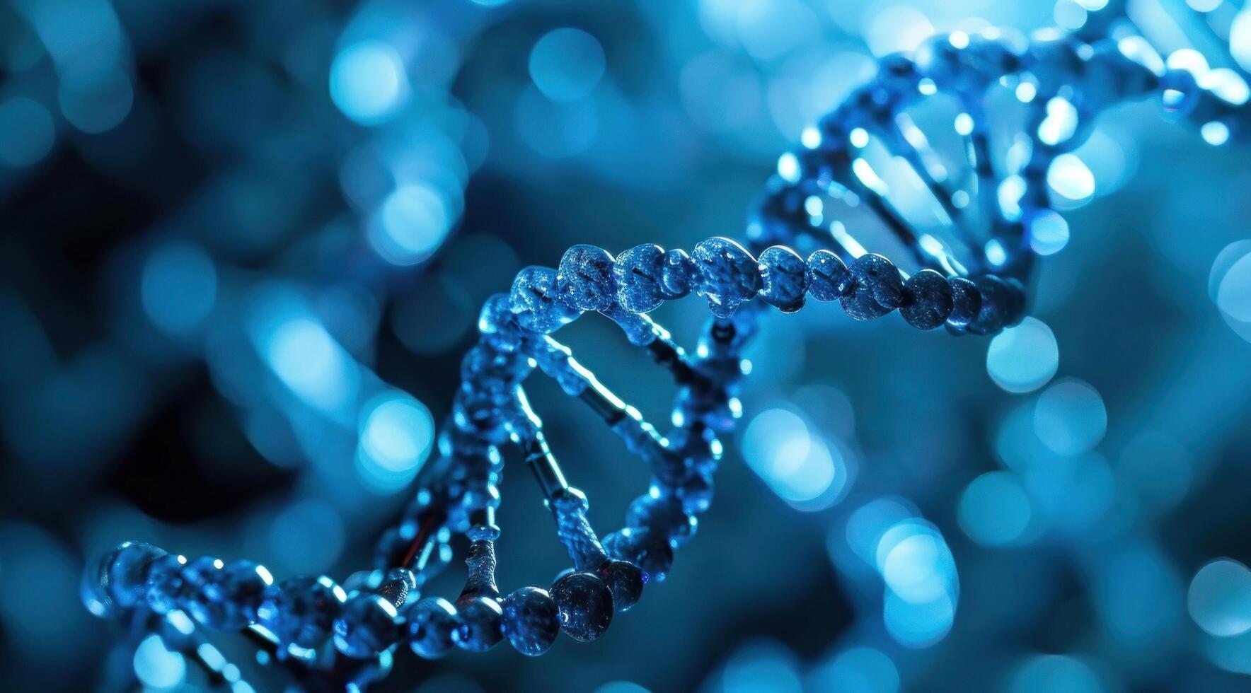 ai generiert das DNA Molekül im ein Blau Ton Hintergrund foto