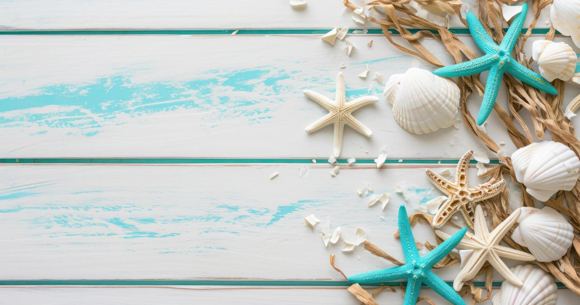 ai generiert Strand Stil, Zubehör zum Frühling brechen, Sommer foto