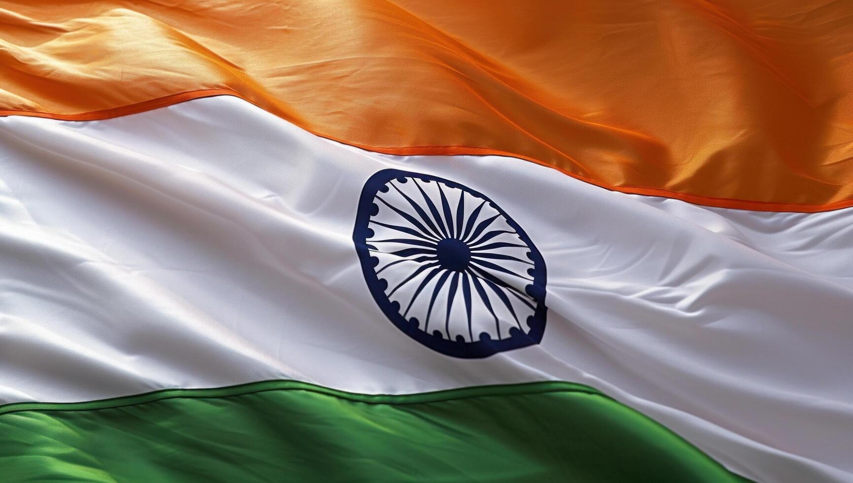 ai generiert Indien Flagge Hintergrund mit Polka Punkte Weiß Feuerwerk foto