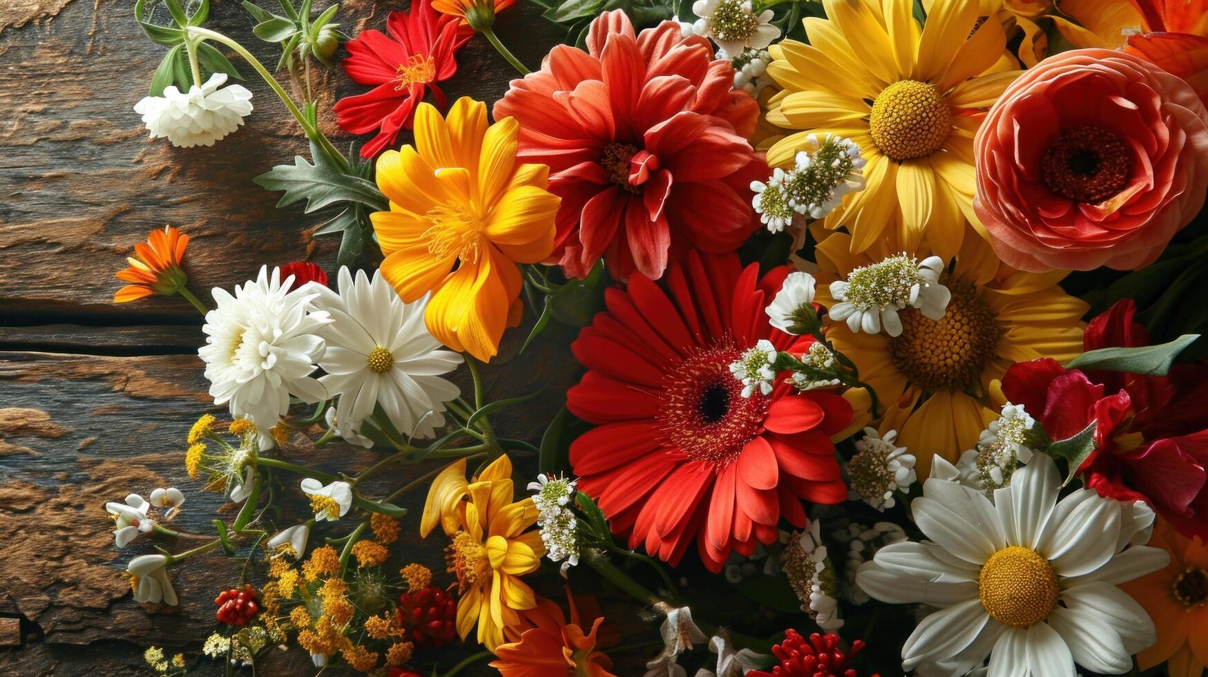 ai generiert ein Urlaub Hintergrund mit Blühen Blumen, beschwingt Farben foto