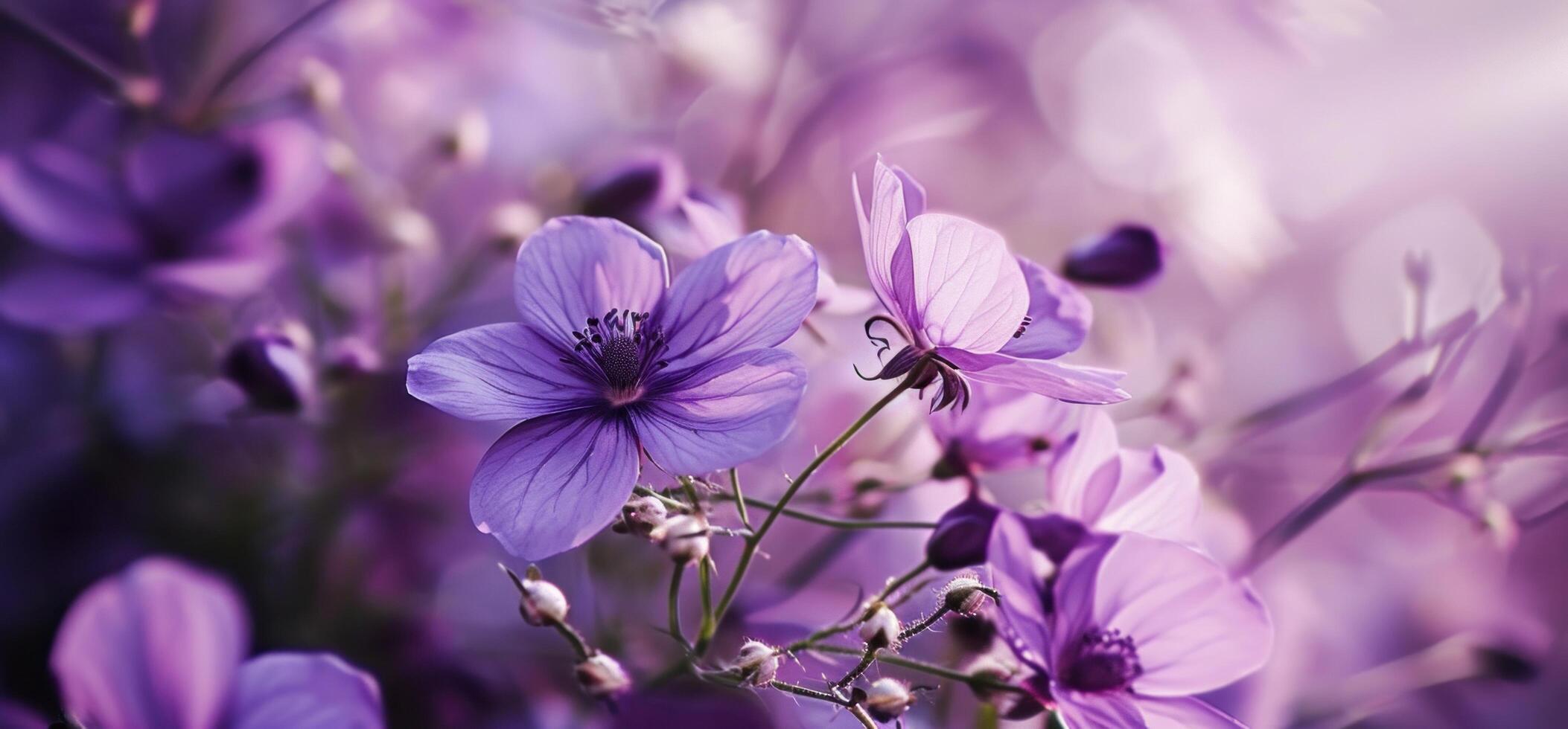 ai generiert Rosa lila Blumen schließen oben im Sanft Farben foto