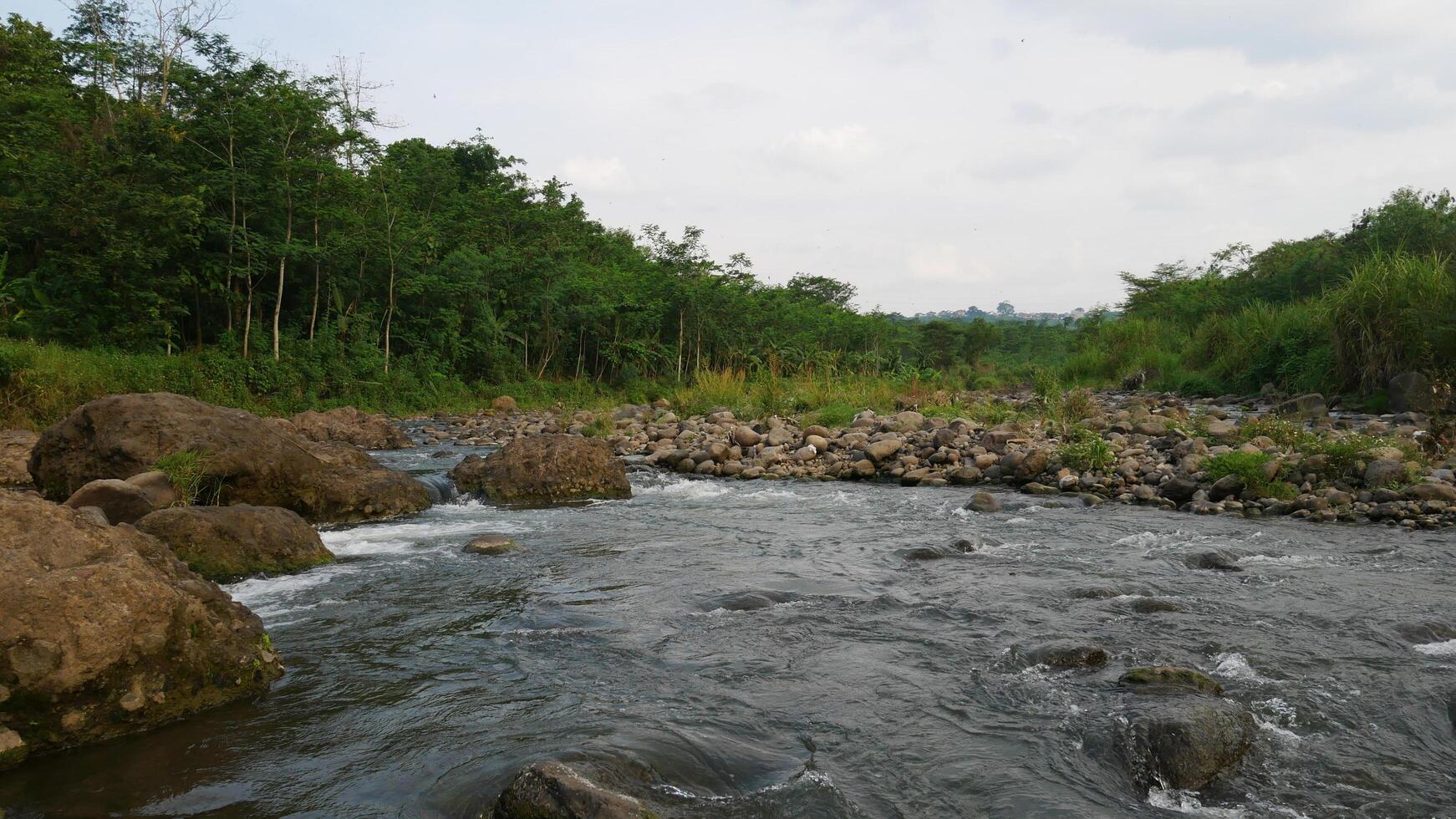 Blick auf den Fluss im asiatischen Land. eine der ecken des flusses in indonesien foto