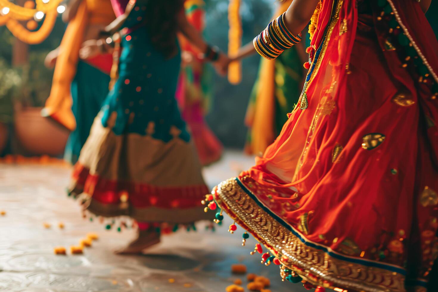 ai generiert froh Farbtöne eingetaucht im das Reich Palette von indisch Fest foto