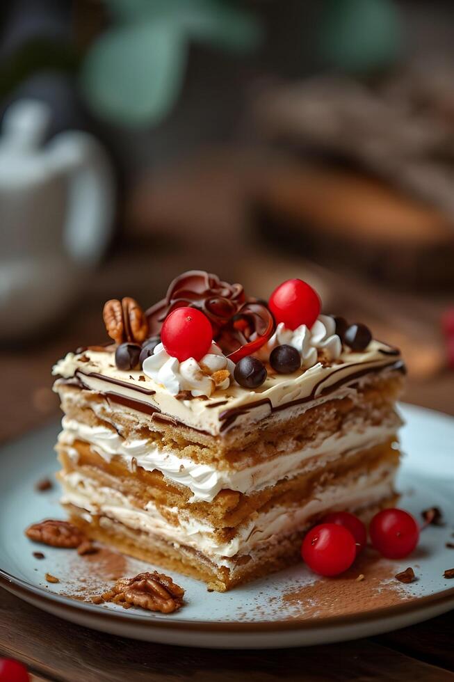 ai generiert Volk Eleganz traditionell Russisch Dessert im ein anmutig Präsentation foto