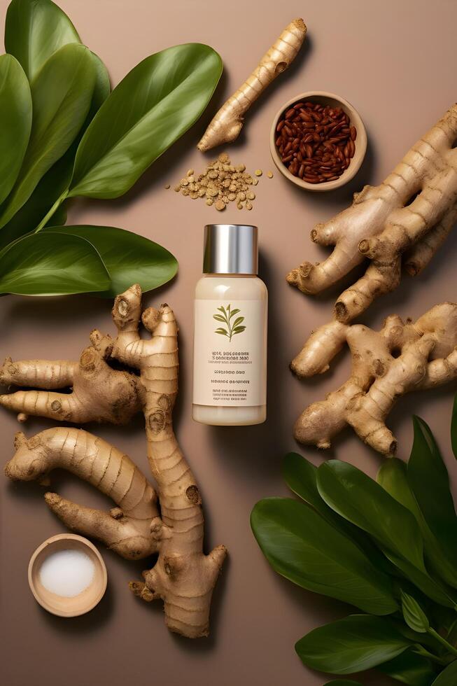 ai generiert verjüngen mit Eleganz Ginseng Werbung Banner zum Wellness foto