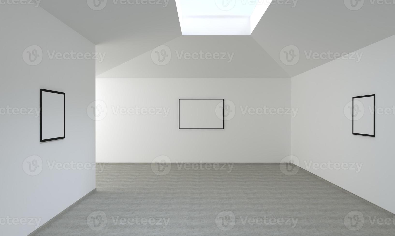 Kunstgalerie Rahmen Mockup 3D-Darstellung und 3D-Rendering foto