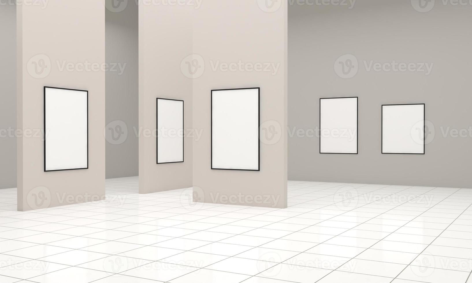 Kunstgalerie Rahmen Mockup 3D-Darstellung und 3D-Rendering foto