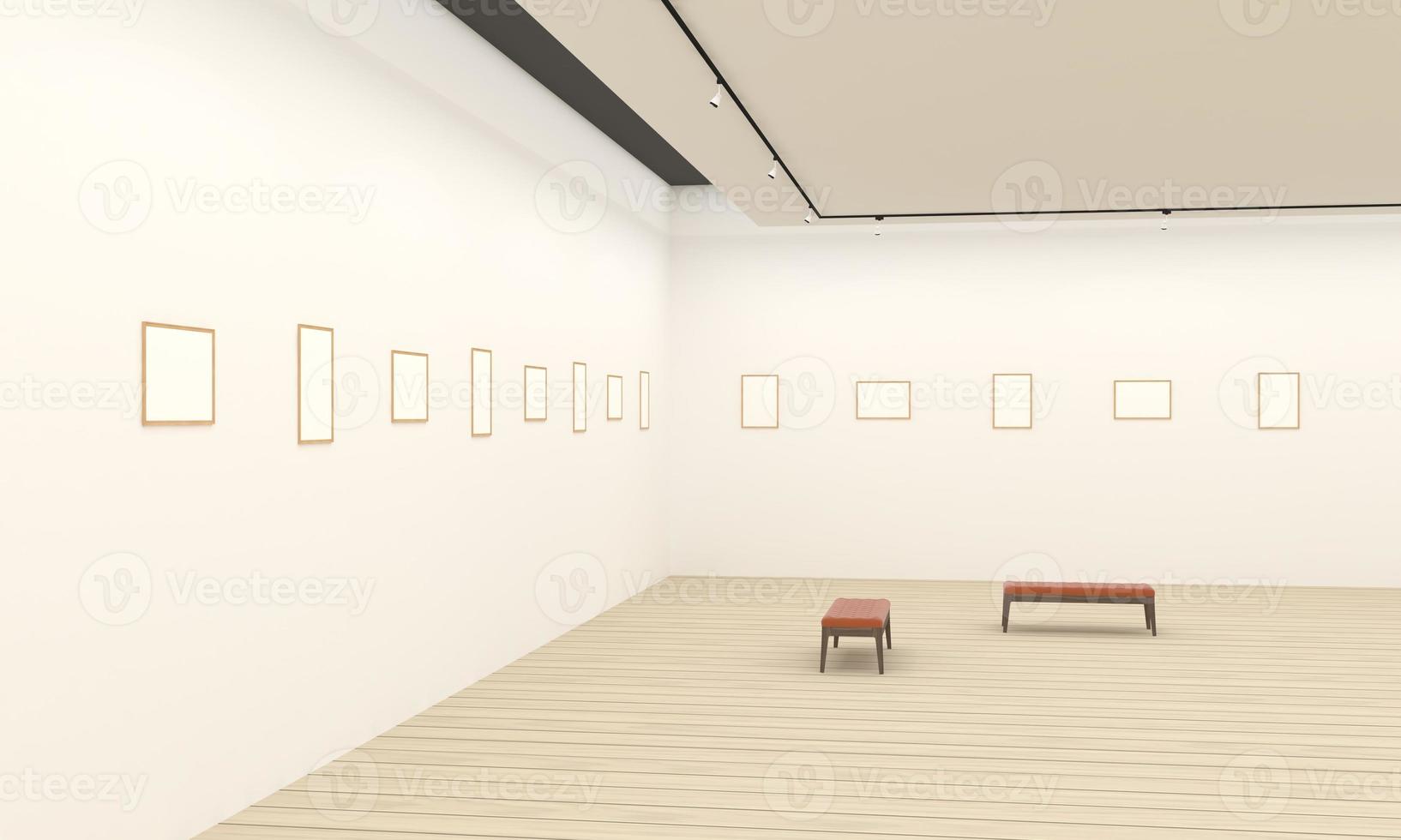 Kunstgalerie Rahmen Mockup 3D-Darstellung und 3D-Rendering foto