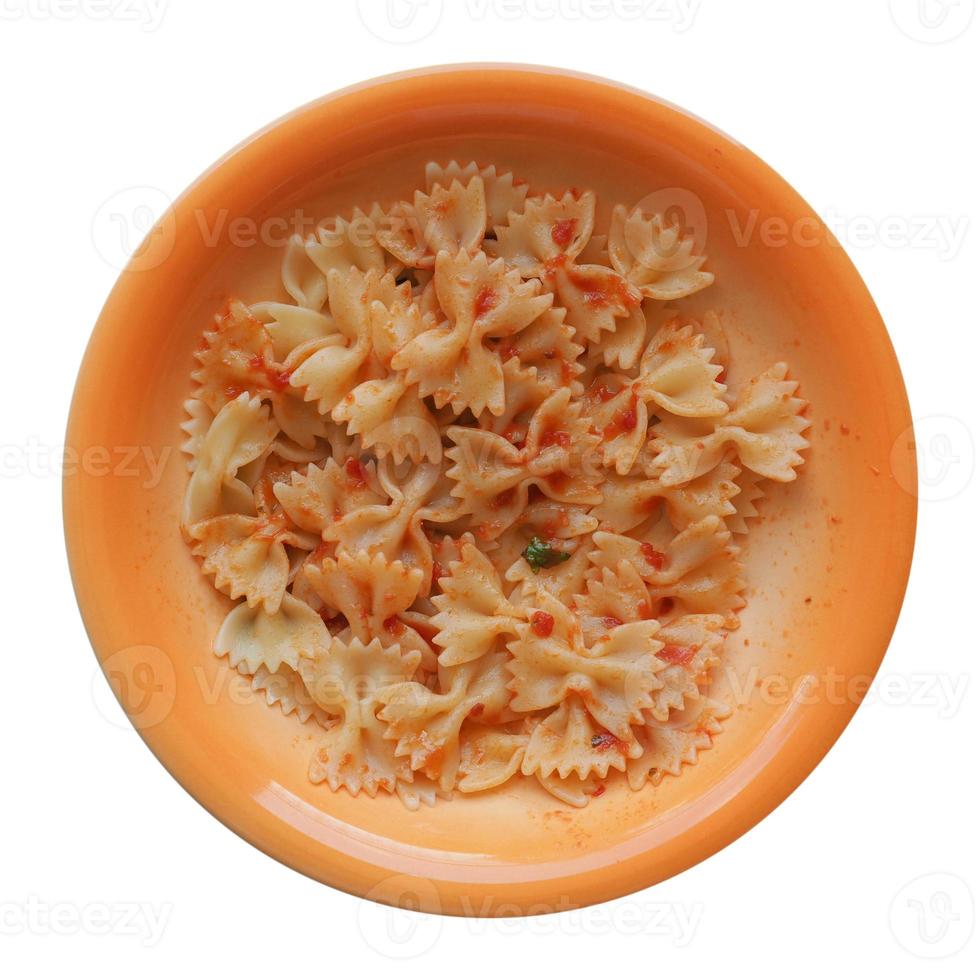 Farfalle Pasta Essen isoliert über weiß foto