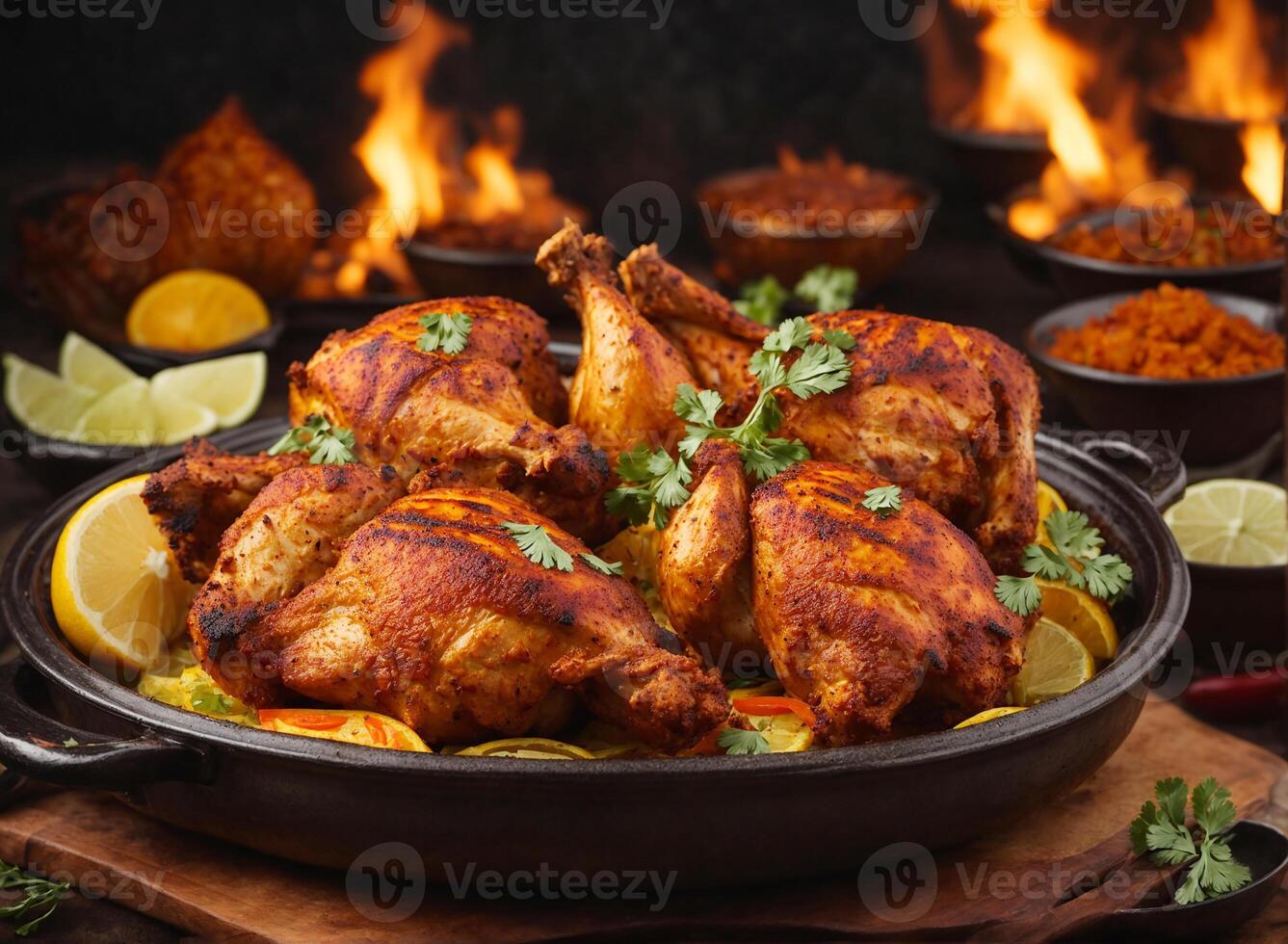 ai generiert Tandoori Hähnchen ist ein Hähnchen Gericht bereit durch Braten Hähnchen foto