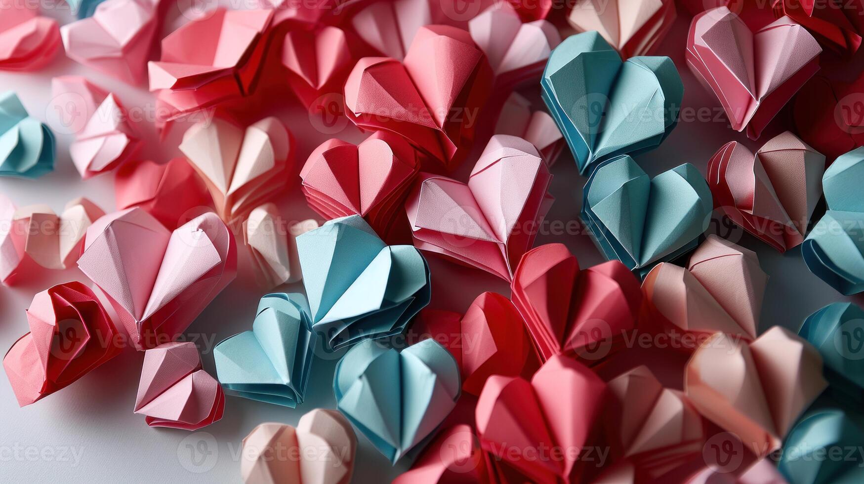 ai generiert Origami Herz Array ein Spektrum von Emotionen foto