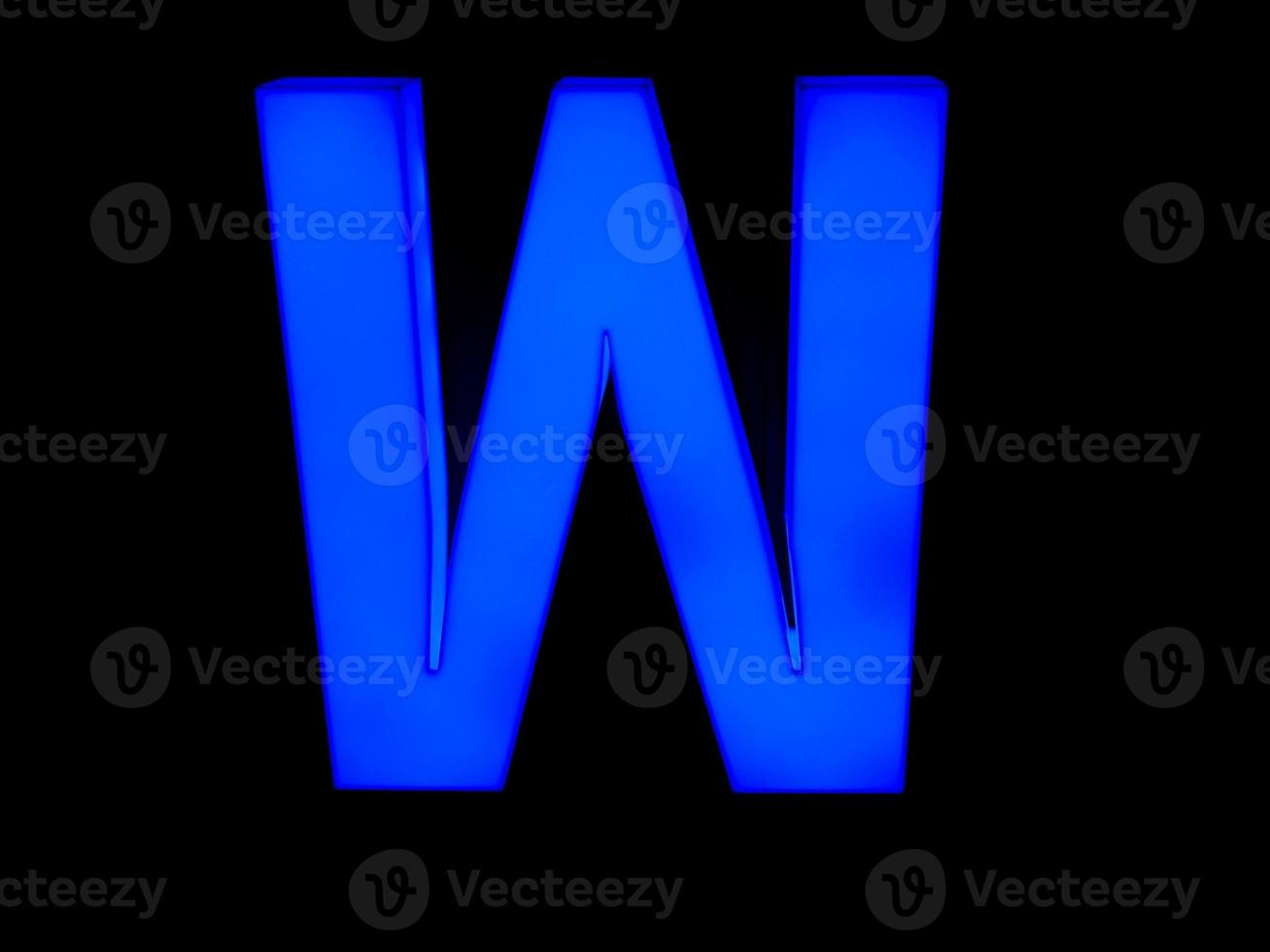 blauer Neonbuchstabe w foto