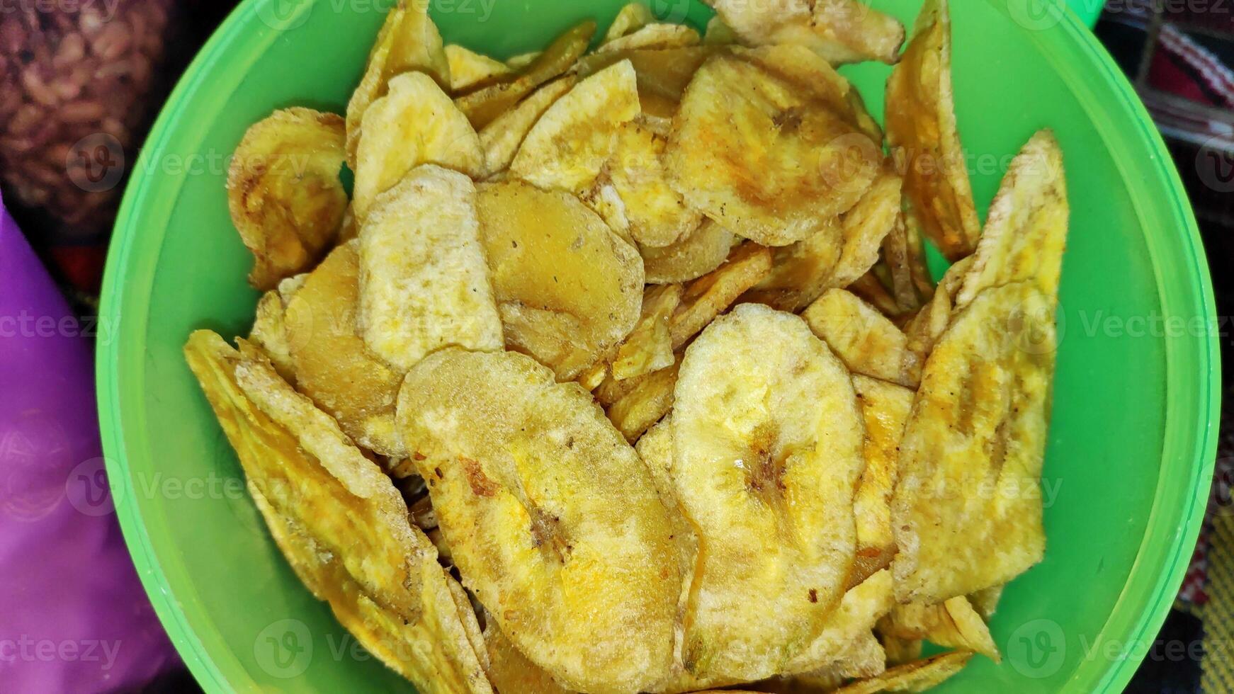 Banane Chips Gelb Banane Cracker hausgemacht foto