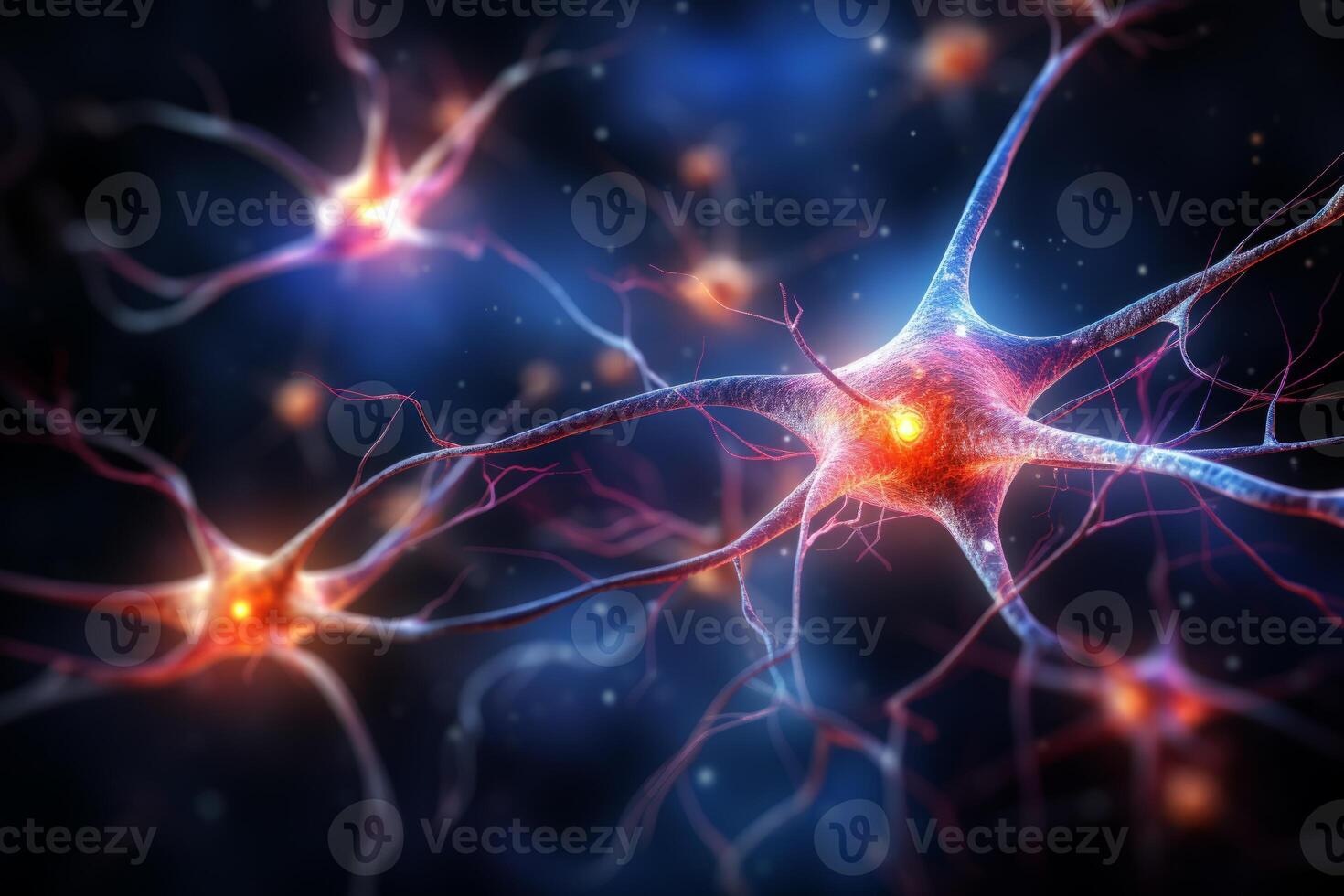 ai generiert Neuron Zellen neural Netzwerk unter Mikroskop Neuro Forschung Wissenschaft Gehirn Signal Information Transfer Mensch Neurologie Verstand mental Impuls Biologie Anatomie Mikrobiologie Intelligenz foto