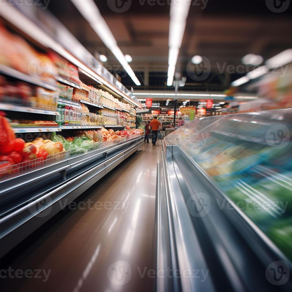 ai generiert Supermarkt verschwommen Foto geeignet zum Hintergrund