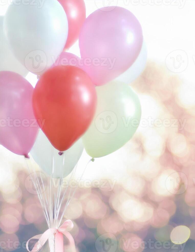 ai generiert bunt Luftballons Dekoration, Party Feier Konzept foto