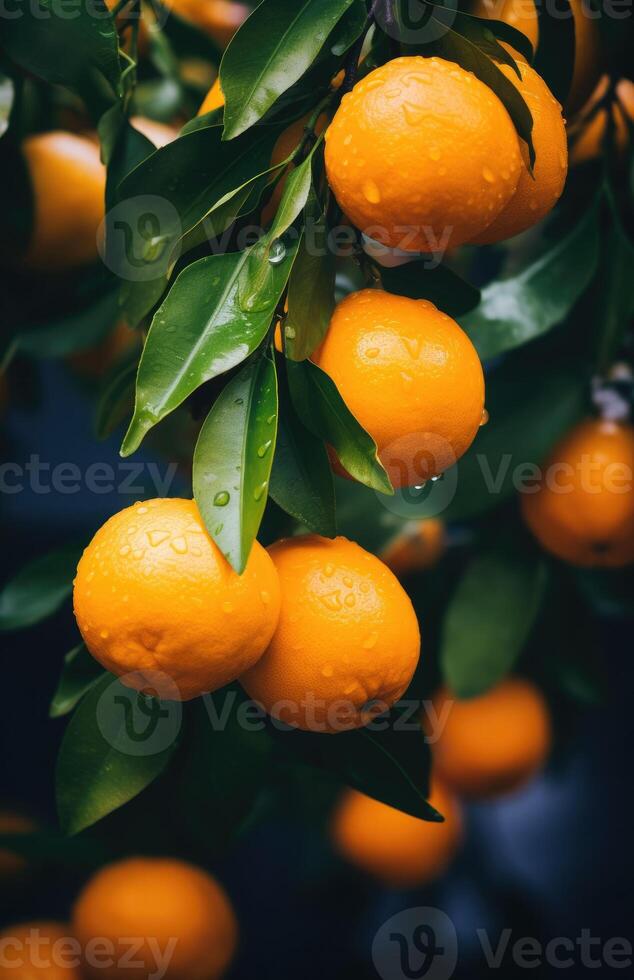 ai generiert Orangen im das Baum foto