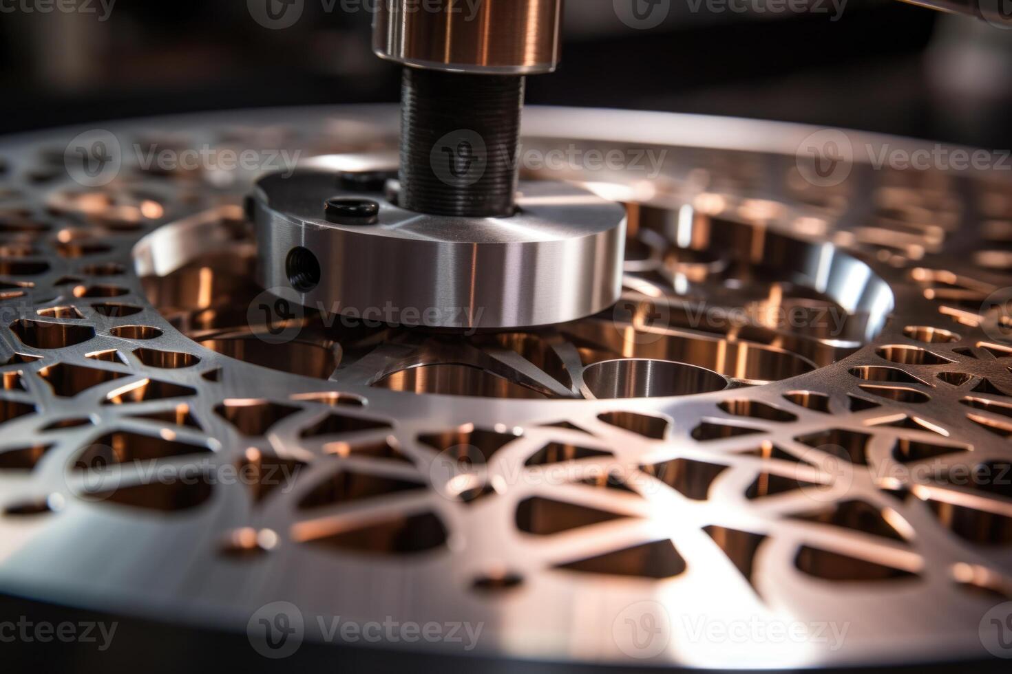 ai generiert Metallbearbeitung auf cnc Maschinen, modern industriell Technologie zum Herstellung industriell Teile foto