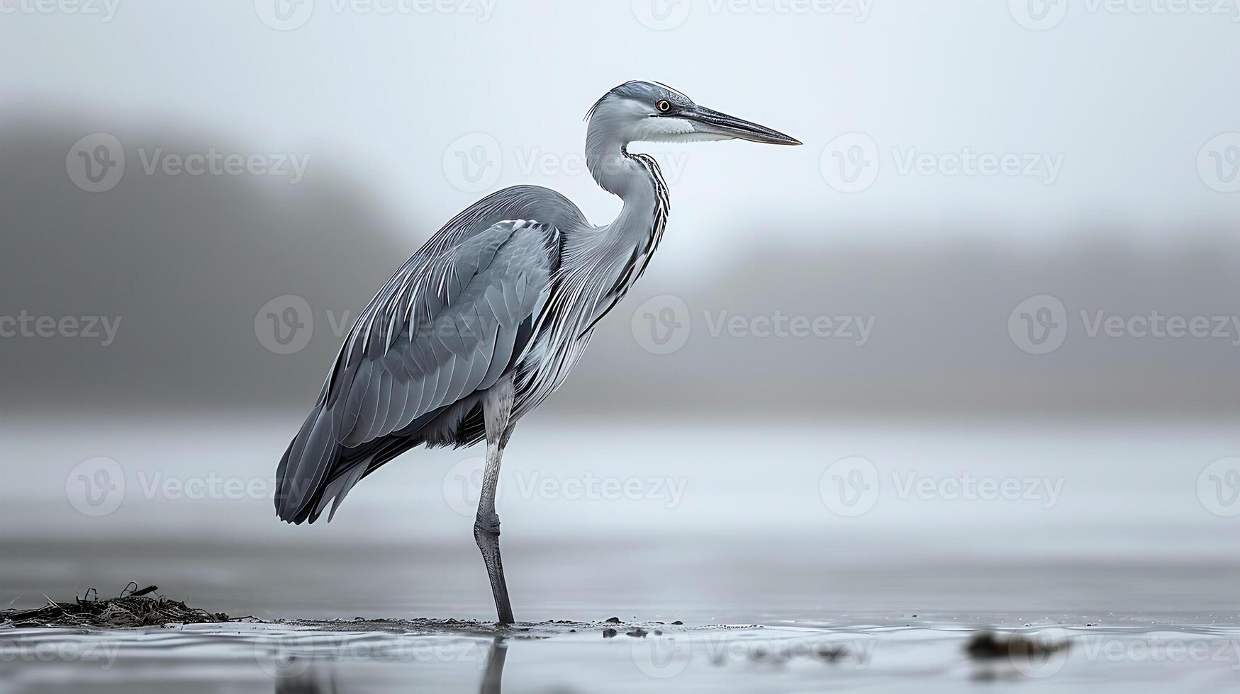 ai generiert Aussicht von ein schön Reiher Vogel foto